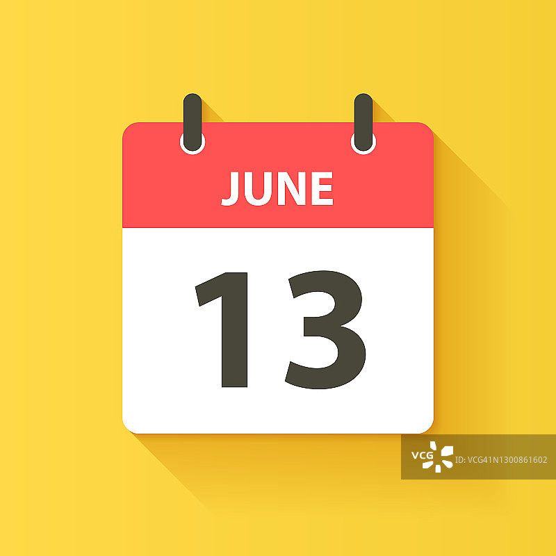 6月13日-日日历图标在平面设计风格图片素材