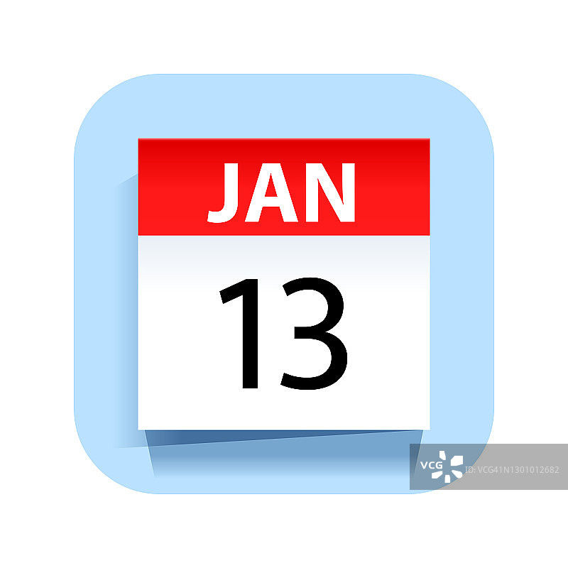 1月13日。日历图标。矢量插图。图片素材