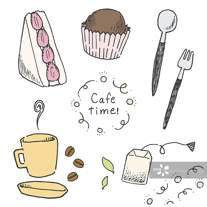 茶和糖果插图图片素材