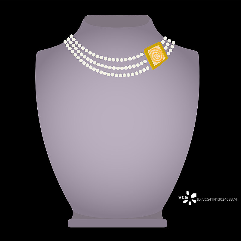 时尚项链-珍珠和黄金。暴露在灰色人体模型上图片素材