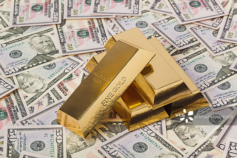 黄金和货币-商业背景图片素材