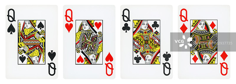 四个皇后在打牌，孤立的图片素材