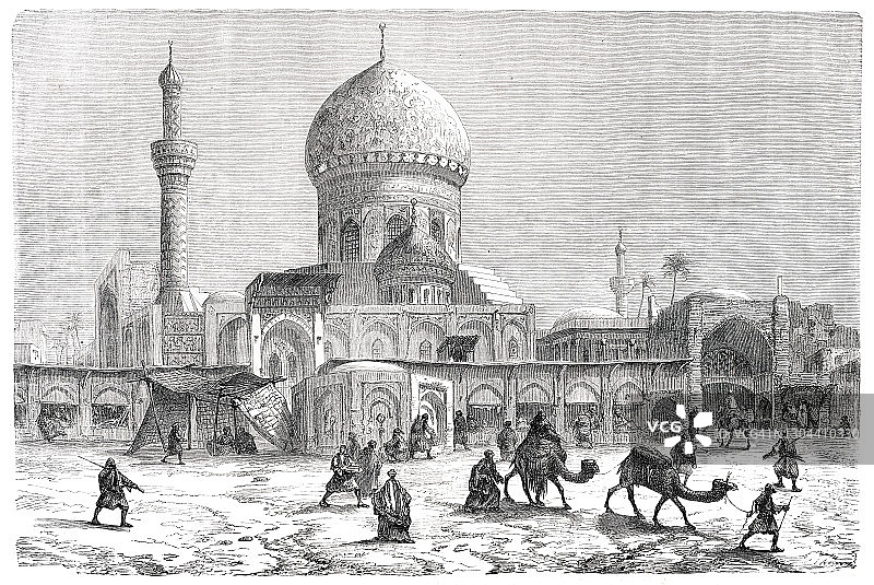 巴格达有大清真寺的集市，1861年图片素材