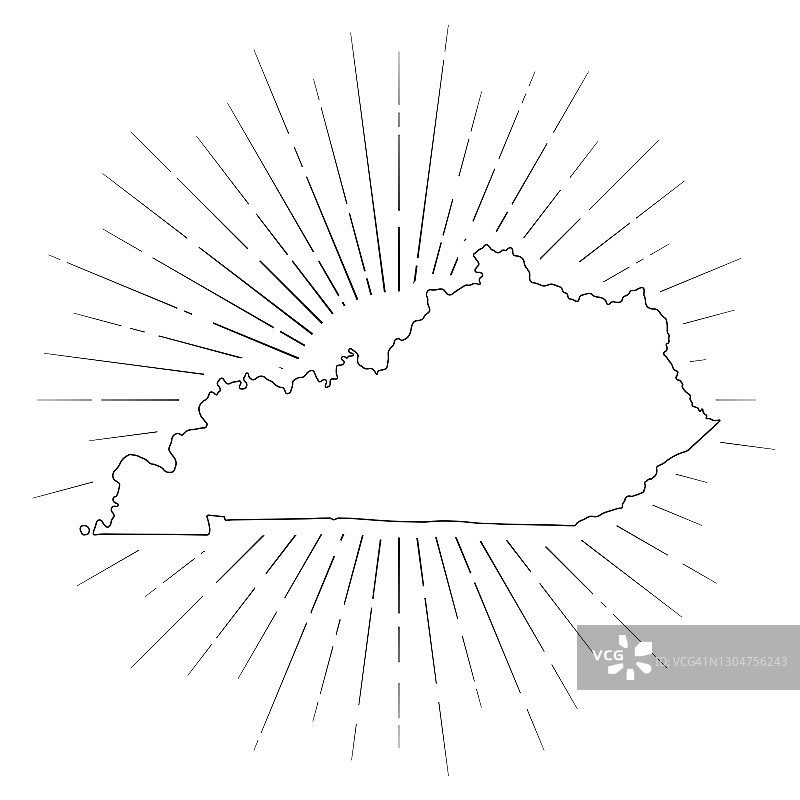 肯塔基地图与阳光在白色的背景图片素材