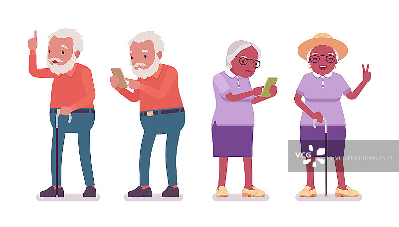 老人，女人，老人使用手机图片素材