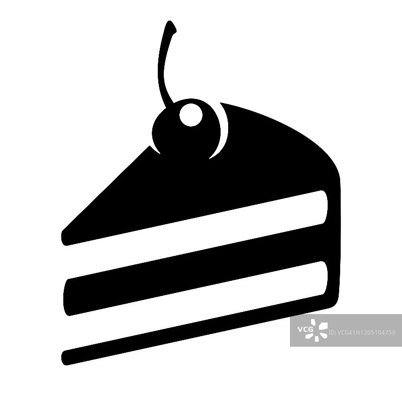 蛋糕片图标标志黑樱桃矢量插图图片素材