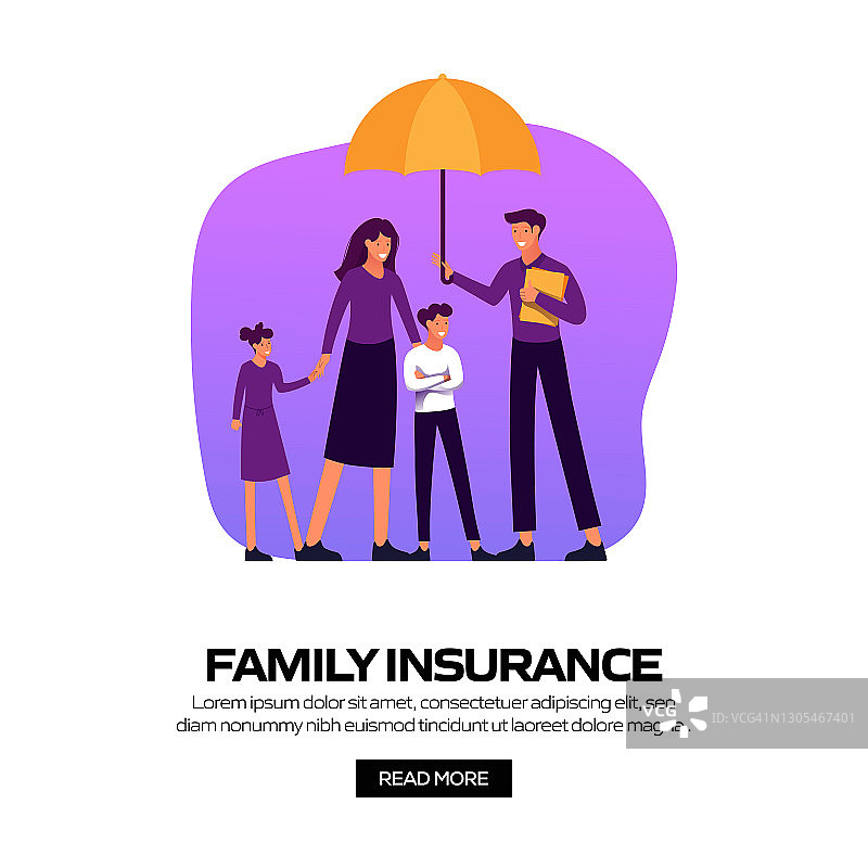 家庭保险概念矢量插图网站横幅，广告和营销材料，在线广告，社交媒体营销等。图片素材