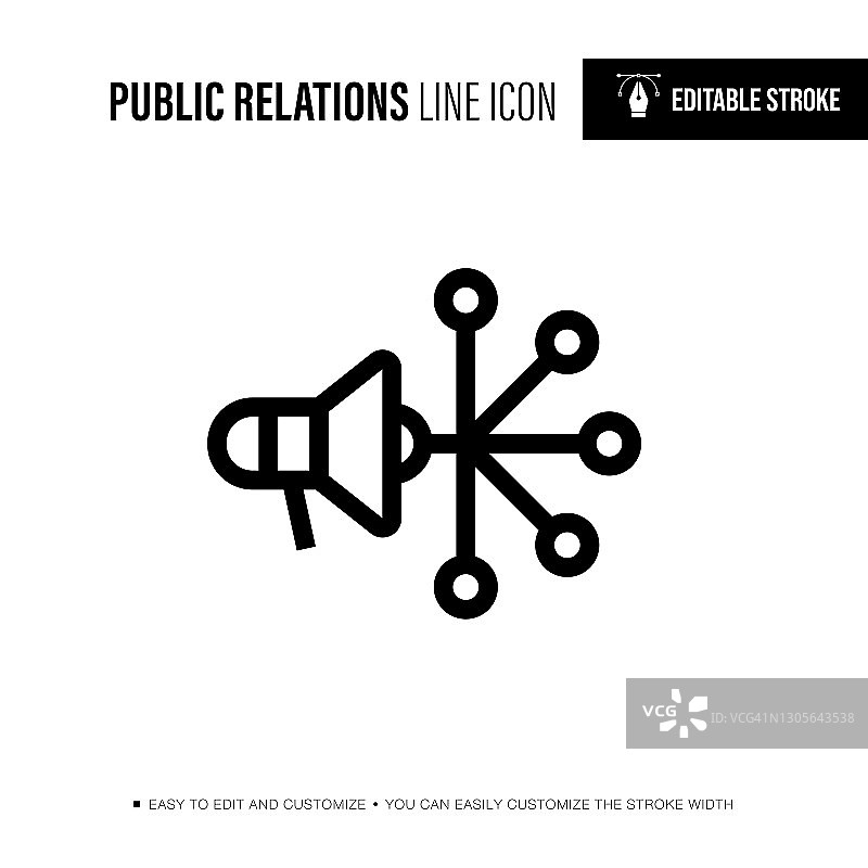 公共关系可编辑的描边线图标图片素材