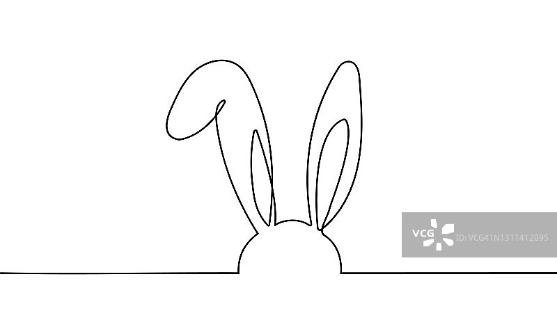 复活节兔子连续一线画图片素材