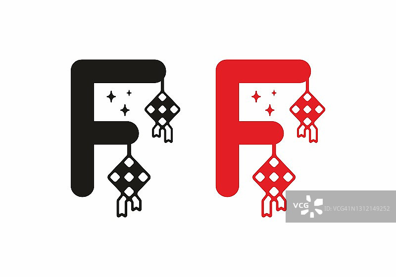 黑红F首字母为斋月主题设计图片素材