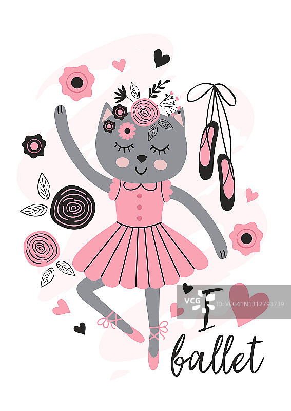 漂亮的海报和可爱的芭蕾舞猫图片素材
