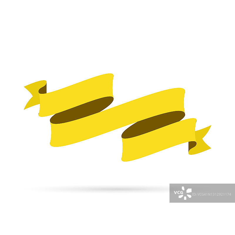黄色丝带孤立在白色背景-设计元素图片素材