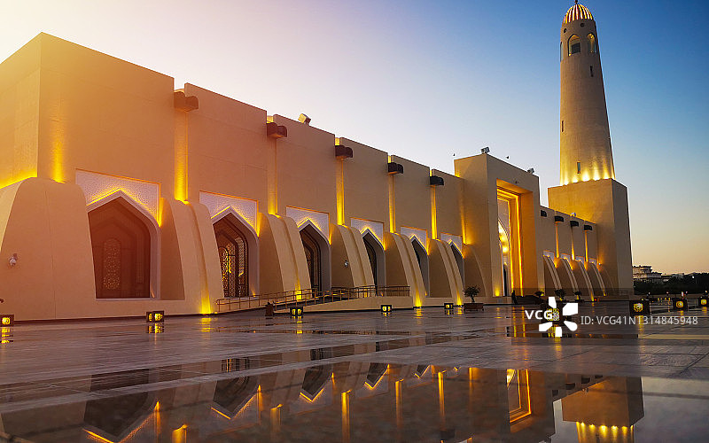 阿訇阿卜杜勒瓦哈卜清真寺:卡塔尔国家大清真寺图片素材