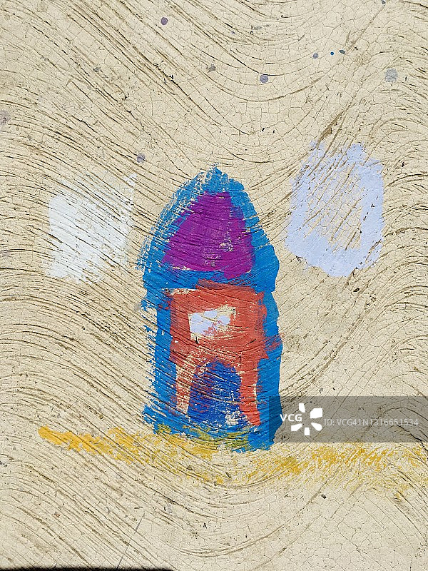 孩子的画，色彩斑斓的房子图片素材