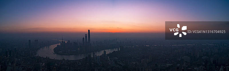 上海天际线，晨景，鸟瞰图图片素材