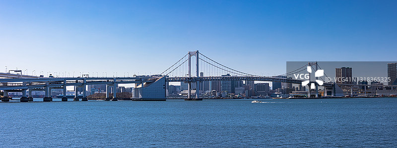 蓝天下的东京彩虹桥图片素材