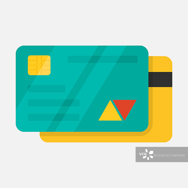 银行卡，信用卡图标。付款的迹象。矢量插图。图片素材