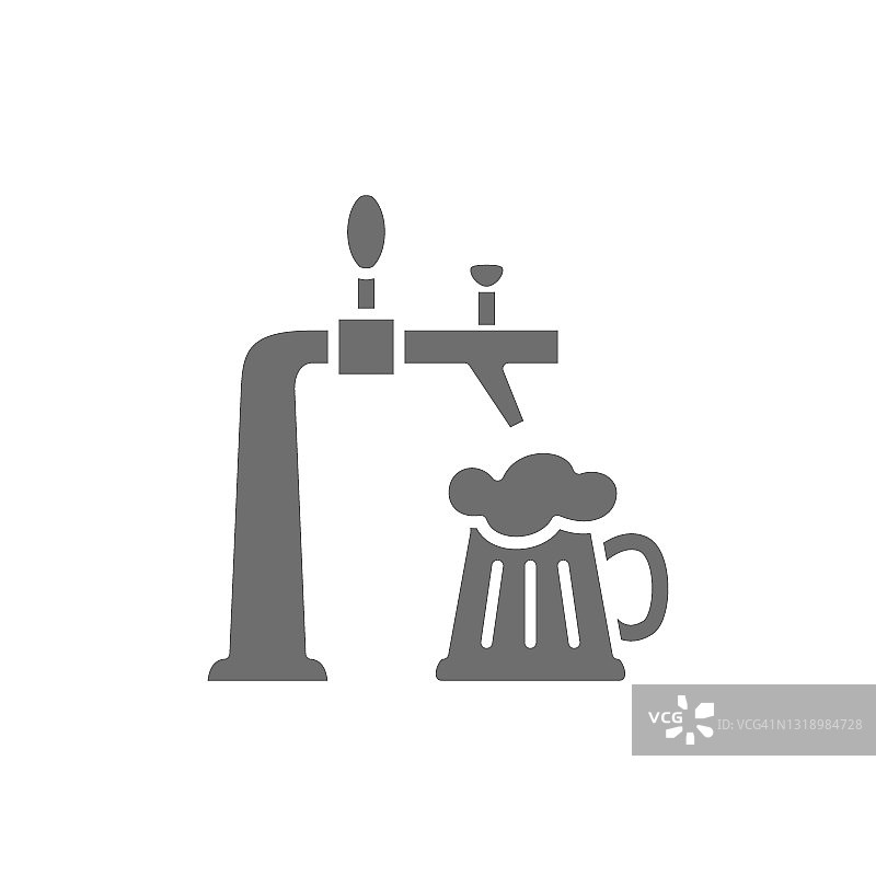 啤酒龙头灰色图标。在白色背景上隔离图片素材