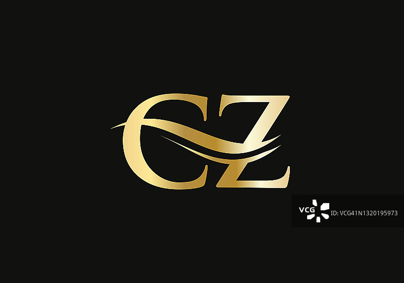 CZ标志设计矢量。Swoosh字母CZ标志设计图片素材