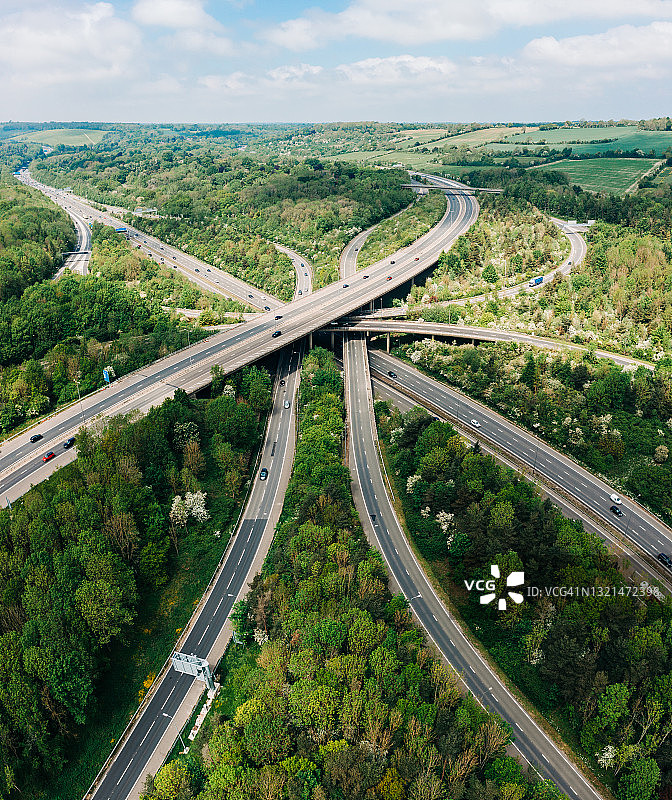 英国高速公路白天的航拍照片图片素材