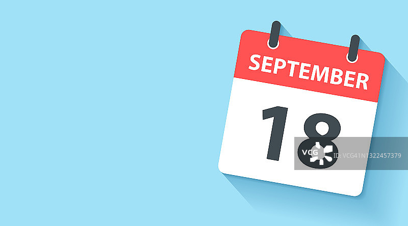 9月18日-日日历图标在平面设计风格图片素材