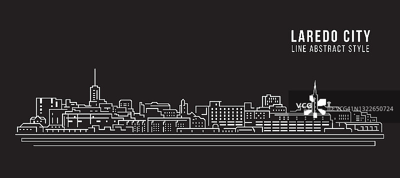 城市景观建筑线条艺术矢量插图设计-拉雷多城市图片素材