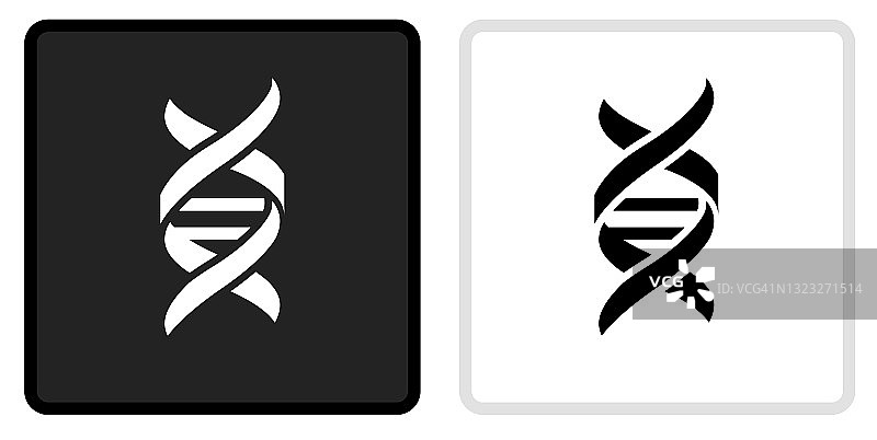DNA图标上的黑色按钮与白色翻转图片素材