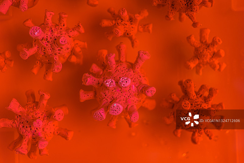 冠状病毒、Covid-19、微生物学和病毒学概念图片素材