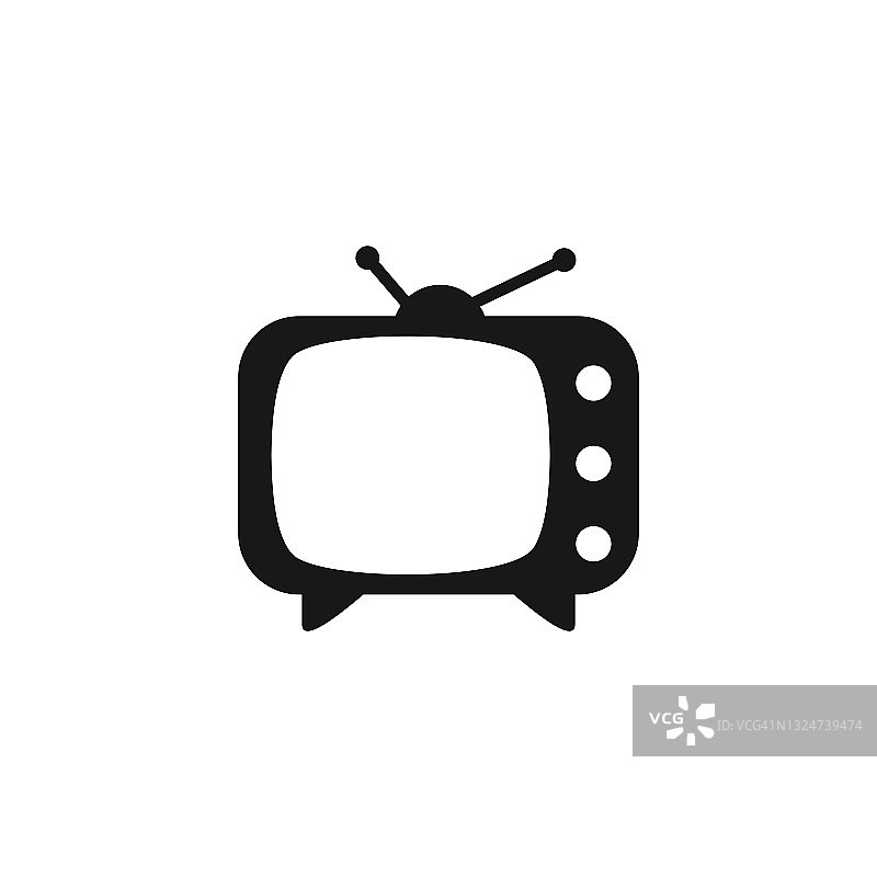 电视图标。电视标志矢量插图在白色孤立的背景。图片素材