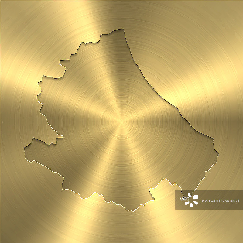 阿布鲁佐地图上的黄金背景-圆形拉丝金属纹理图片素材