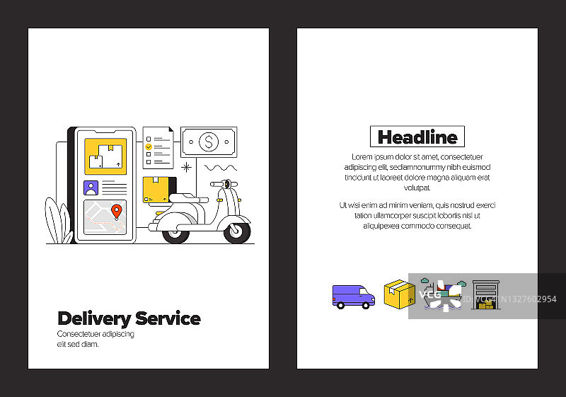 海报，封面和横幅，广告和营销材料的交付服务概念图片素材