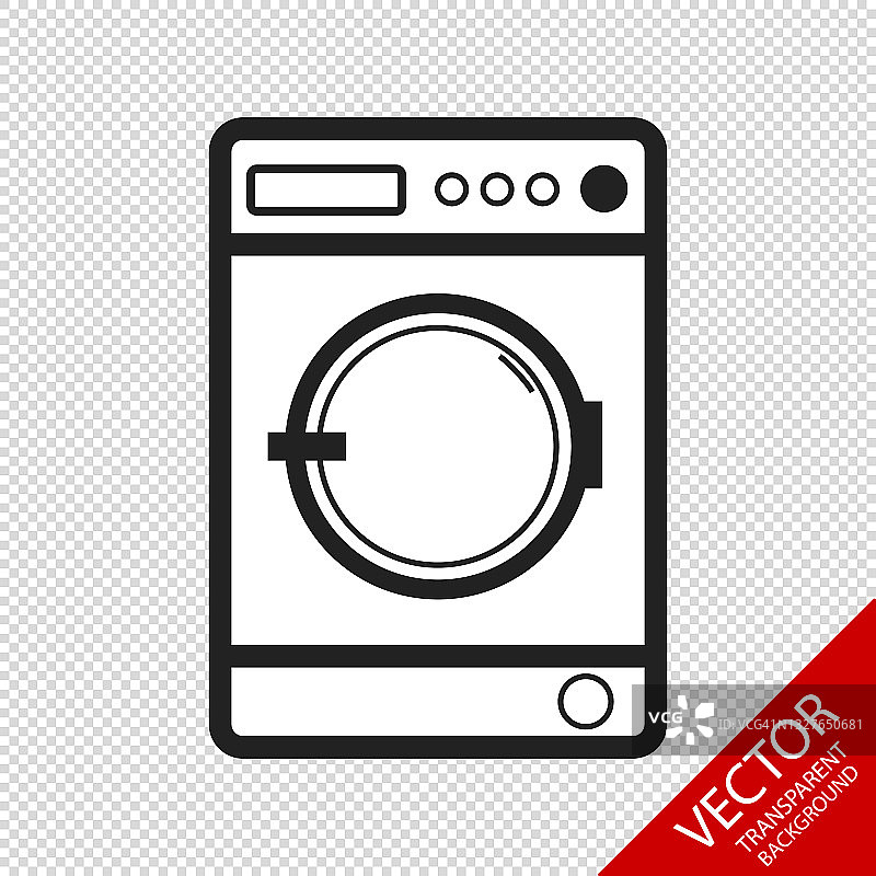 洗衣机隔离-前视图-可编辑矢量-隔离透明背景图片素材