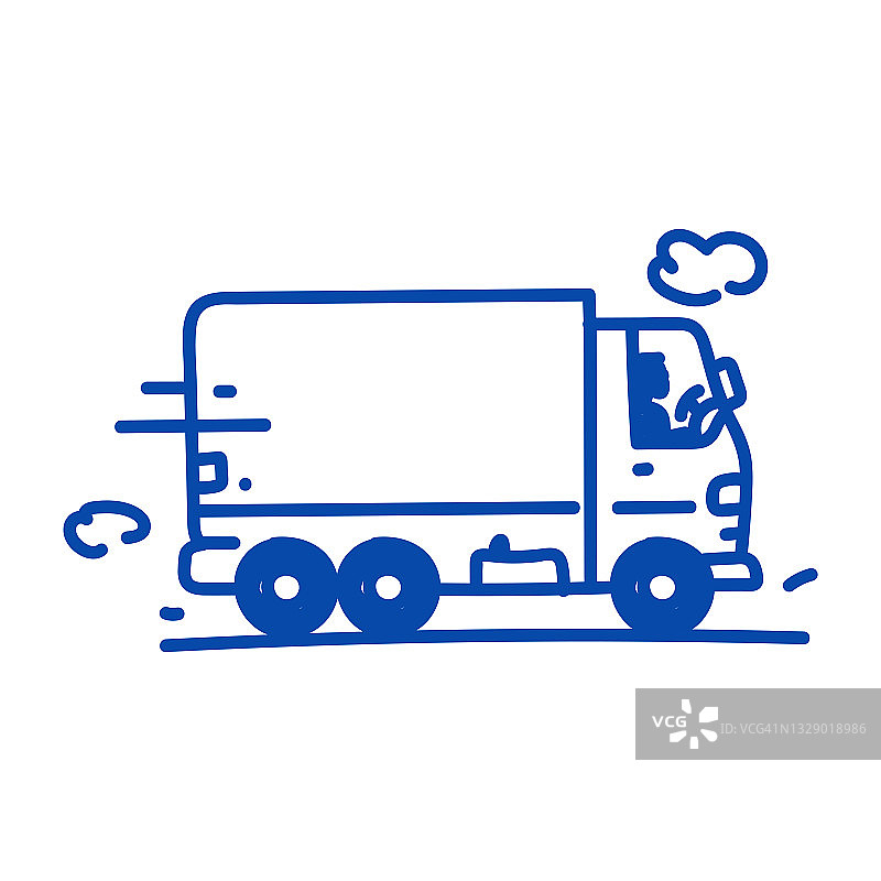 送货车手绘线、图标及草图设计图片素材