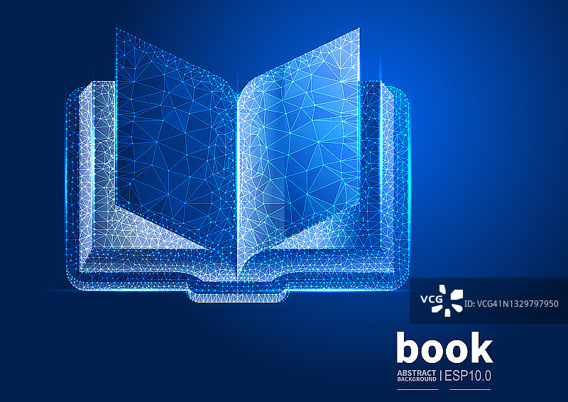 技术与书籍，矢量抽象低多边形点线连接书籍的背景图片素材
