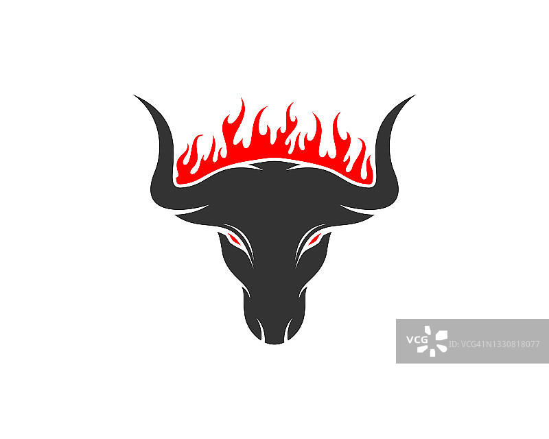 公牛头与火焰标志图片素材