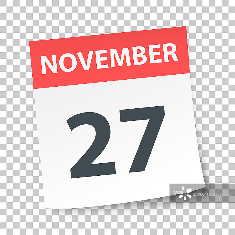 11月27日-每日日历在空白背景图片素材