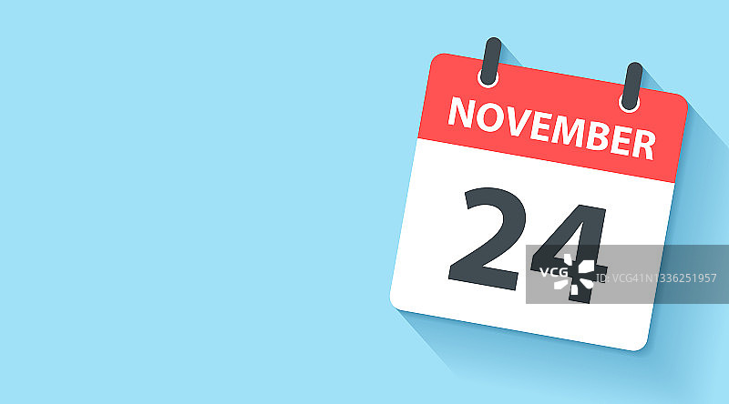 11月24日-每日日历图标在平面设计风格图片素材