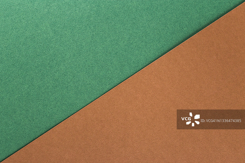 双色调的绿色棕色纸背景特写图片素材