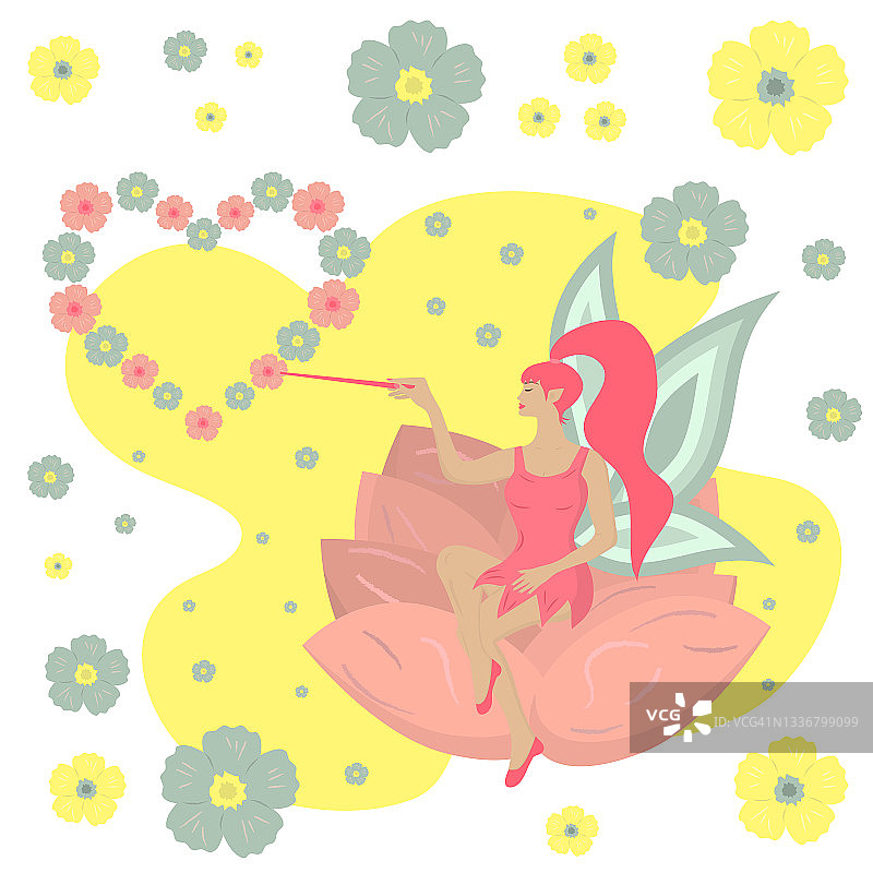 花仙子坐在花上图片素材