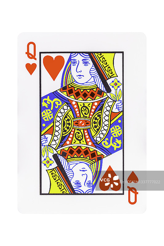 红心皇后纸牌孤立在白色背景上。剪切路径图片素材