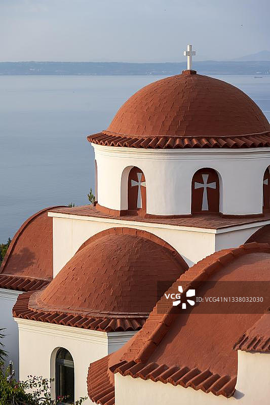 希腊东正教圣萨瓦斯修道院，后海，Kalymnos, Dodecanese，希腊图片素材