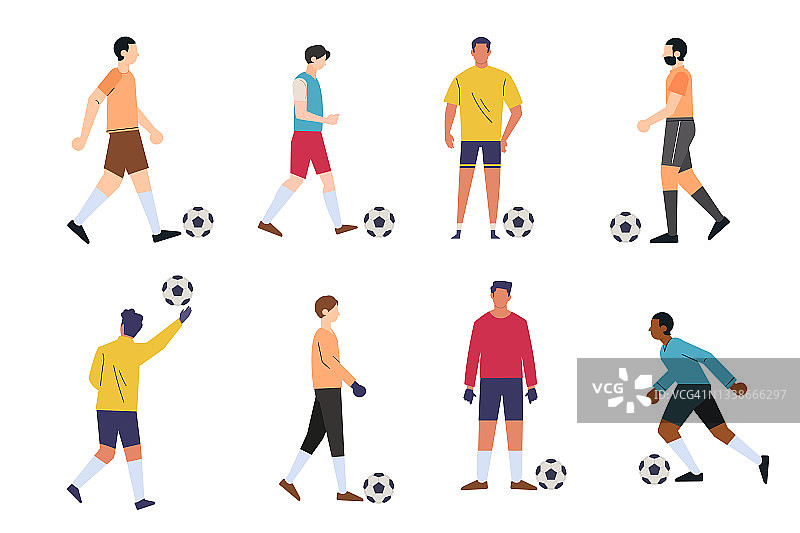 足球运动员设置矢量插图图片素材