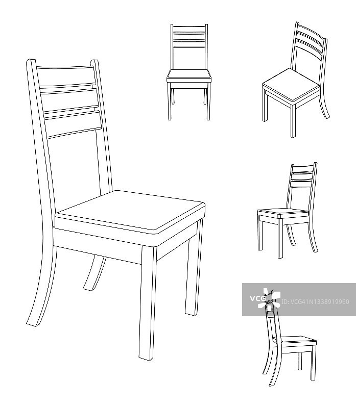 向量简单椅与不同的观点图片素材