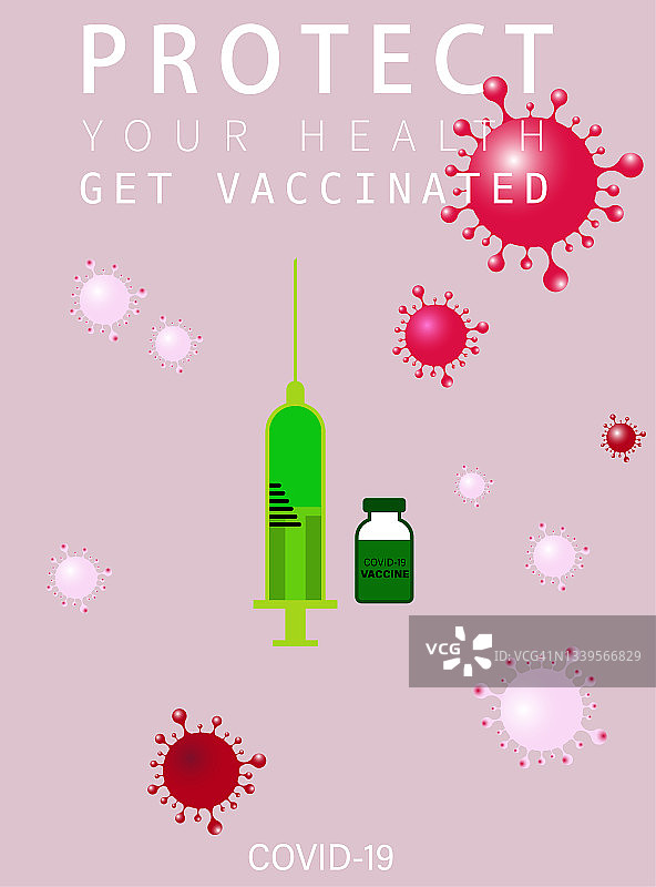 病媒COVID-19疫苗接种和病毒概念海报背景插图图片素材
