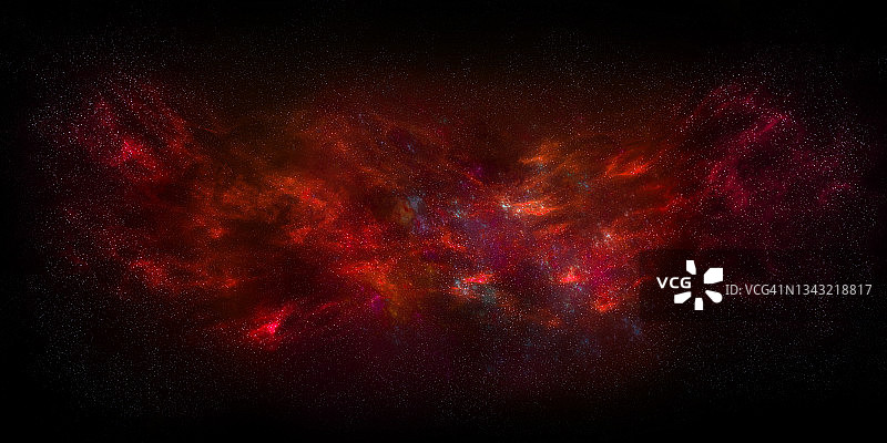 宇宙中充满了恒星、星云和星系。宇宙中的星系和星云。抽象红色和粉红色的空间背景。图片素材