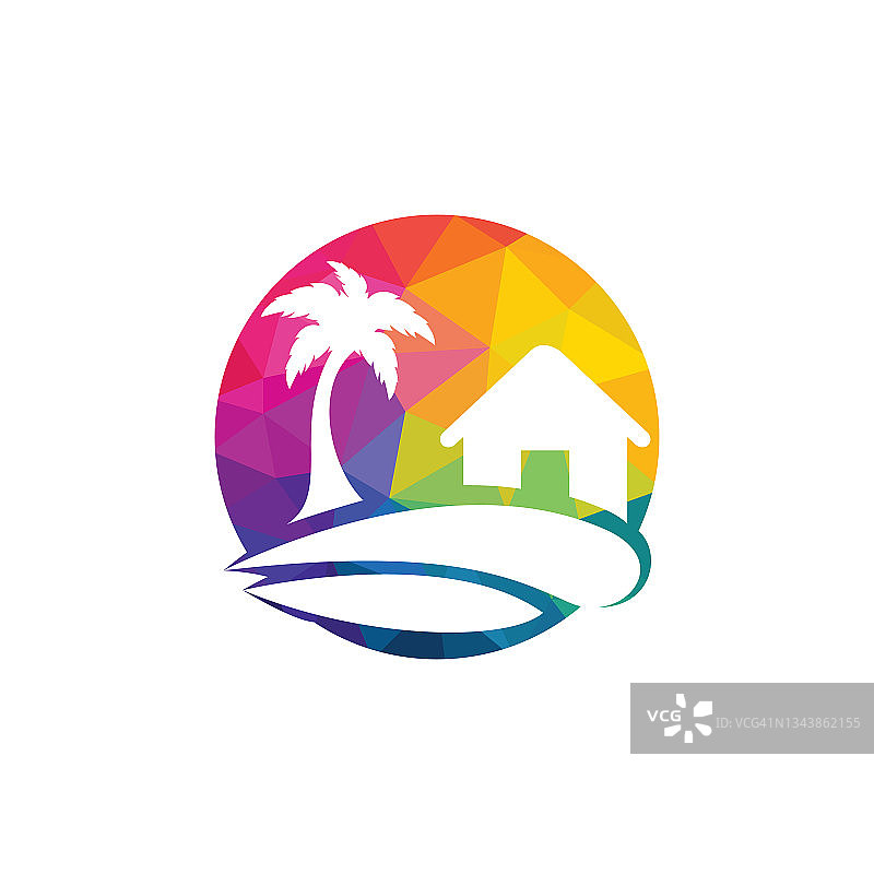 海滨别墅标志设计。海滩度假村标志设计。图片素材