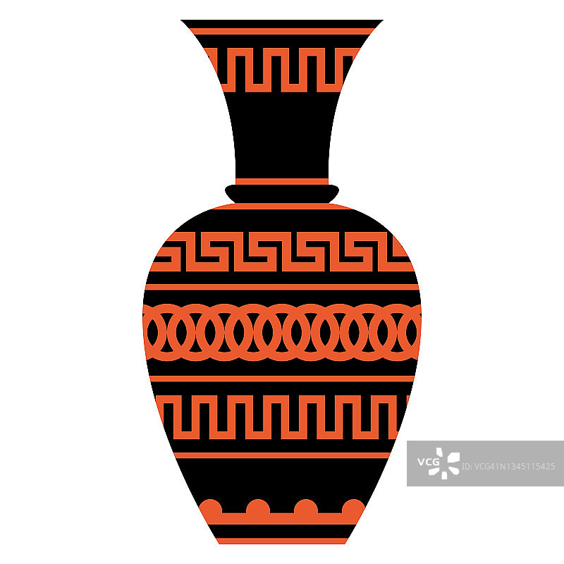 带有传统几何装饰的希腊陶瓷花瓶图片素材