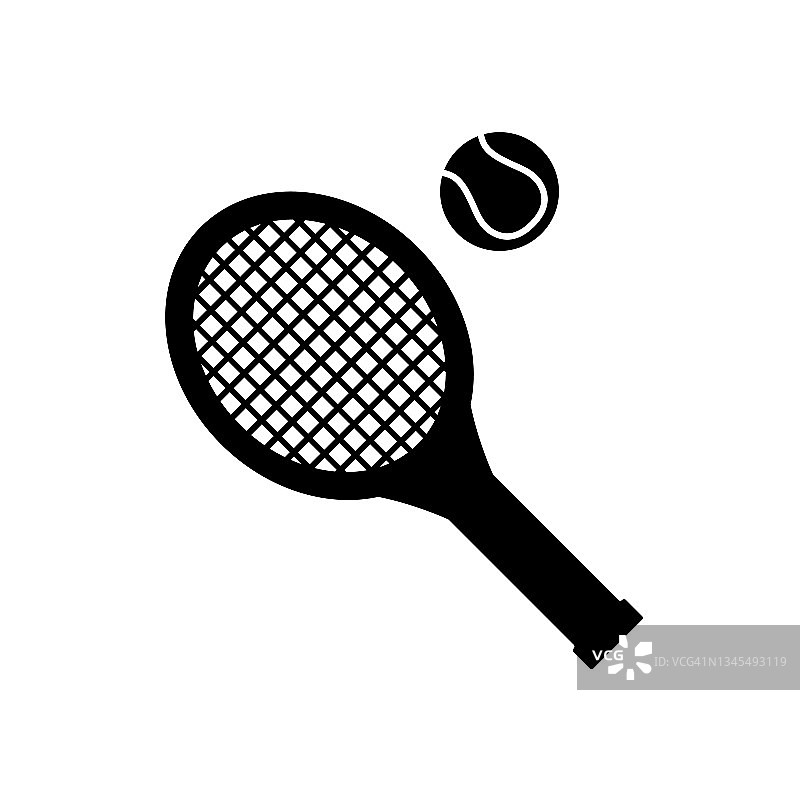 网球拍图标，股票矢量，网球标志孤立在白色背景图片素材