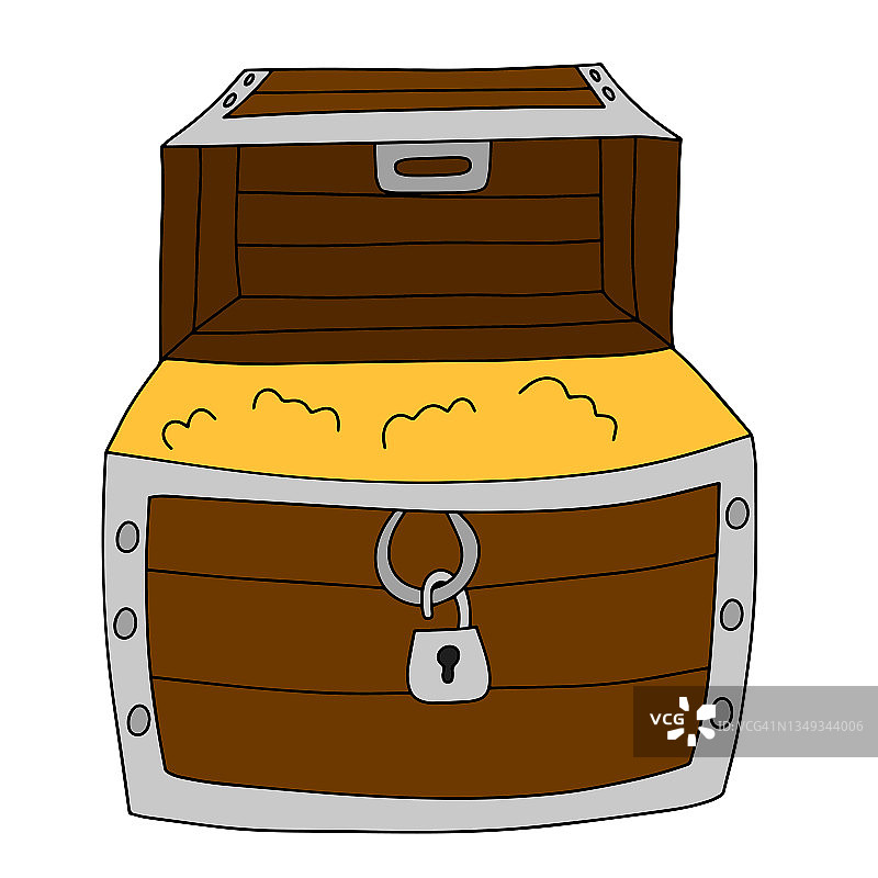 向量孤立的海盗宝箱与黄金插图图片素材