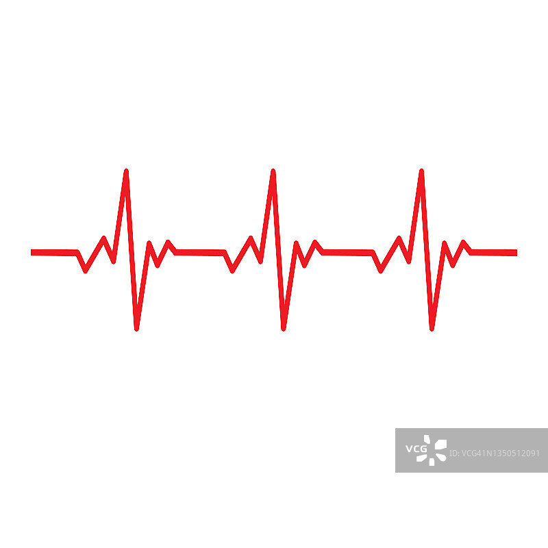 在白色背景上的脉冲线模板。心跳线标志。心图线符号。平的风格。图片素材
